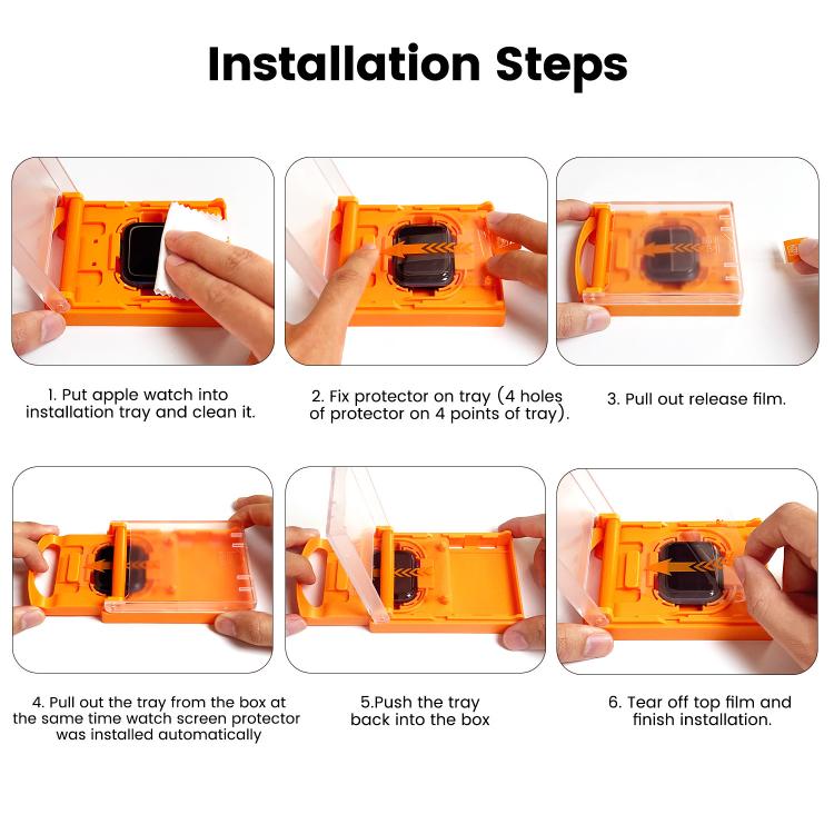 Easy Install Box Dust-Free Screen-printed Tempered Glass Film, For Apple Watch Series 6 / 5 / 4 / SE 44mm, For Apple Watch Series 6 / 5 / 4 / SE 40mm, For Apple Watch Series 11 / 10 46mm, For Apple Watch Series 11 / 10 42mm                             ...