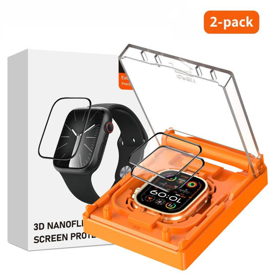 2pcs Easy Install Box Dust-Free Screen-printed Tempered Glass Film, For Apple Watch Ultra 4 / 3 / 2 / 1 49mm