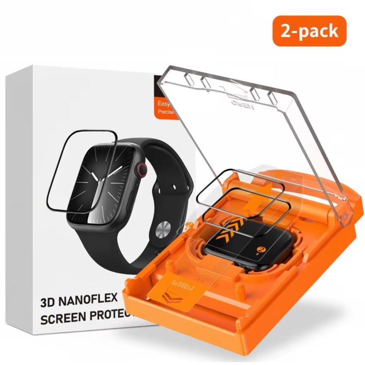 2pcs Easy Install Box Dust-Free Screen-printed Tempered Glass Film, For Apple Watch Ultra 4 / 3 / 2 / 1 49mm