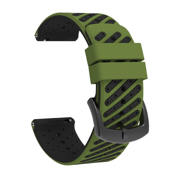 Twill Texture Breathable Two Color Silicone Watch Band, 24mm