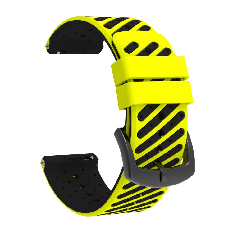 Twill Texture Breathable Two Color Silicone Watch Band, 24mm