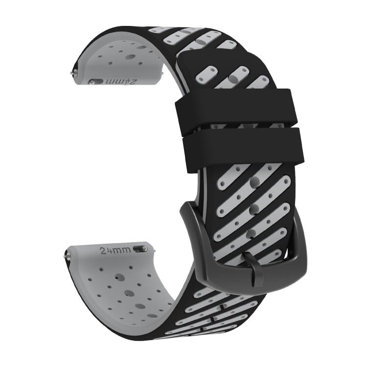 Twill Texture Breathable Two Color Silicone Watch Band, 24mm