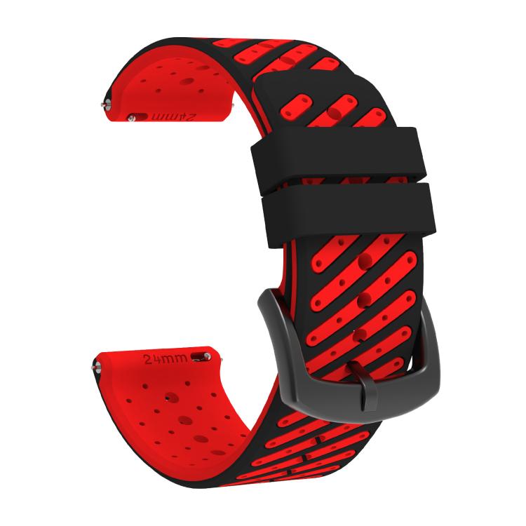 Twill Texture Breathable Two Color Silicone Watch Band, 24mm