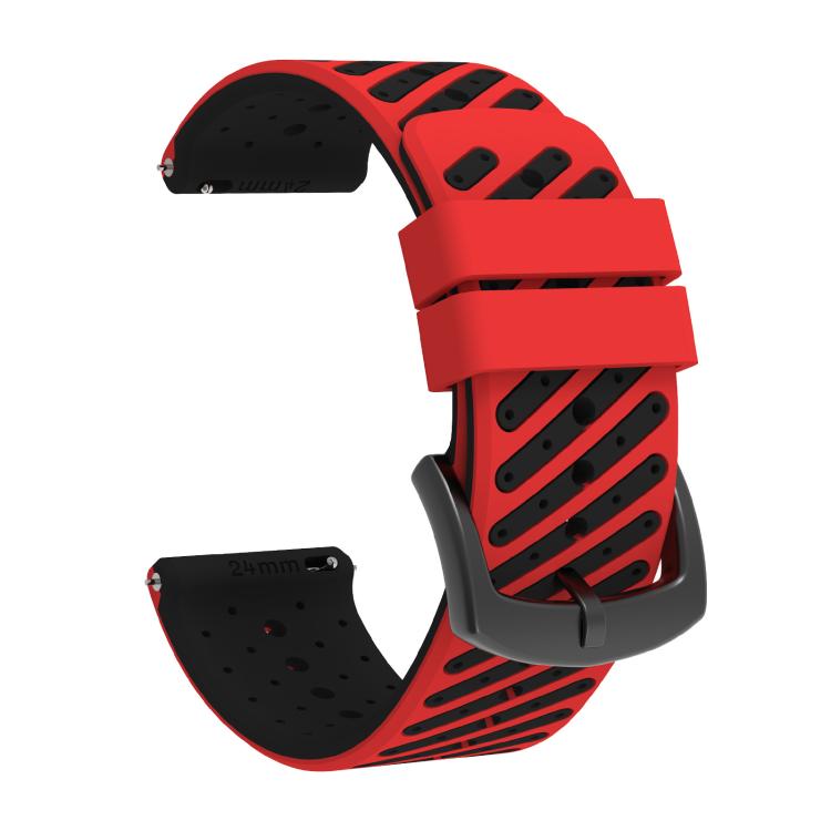 Twill Texture Breathable Two Color Silicone Watch Band, 24mm
