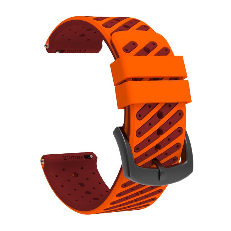 Twill Texture Breathable Two Color Silicone Watch Band, 24mm