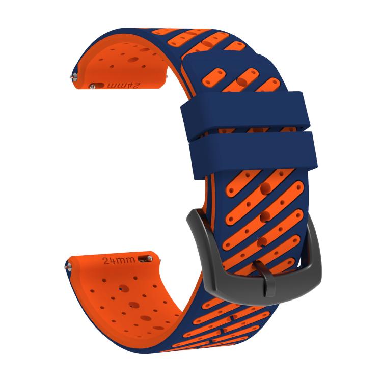 Twill Texture Breathable Two Color Silicone Watch Band, 24mm