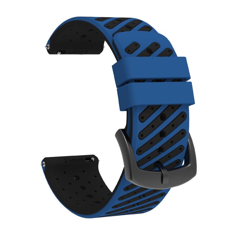 Twill Texture Breathable Two Color Silicone Watch Band, 24mm