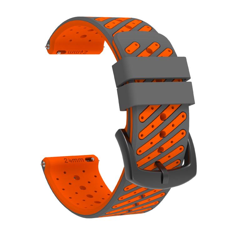 Twill Texture Breathable Two Color Silicone Watch Band, 24mm