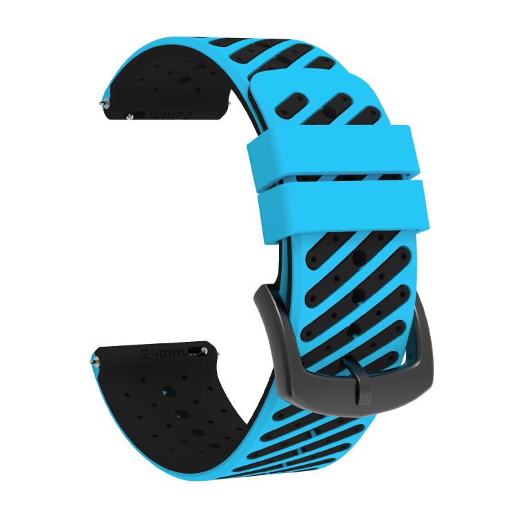 Twill Texture Breathable Two Color Silicone Watch Band, 24mm