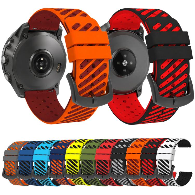 Twill Texture Breathable Two Color Silicone Watch Band, 24mm
