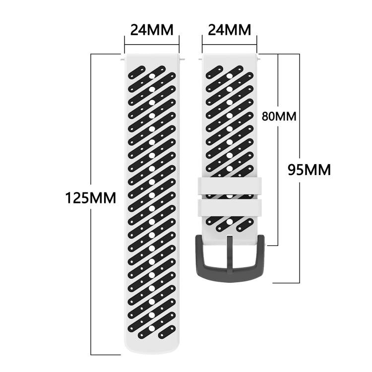 Twill Texture Breathable Two Color Silicone Watch Band, 24mm