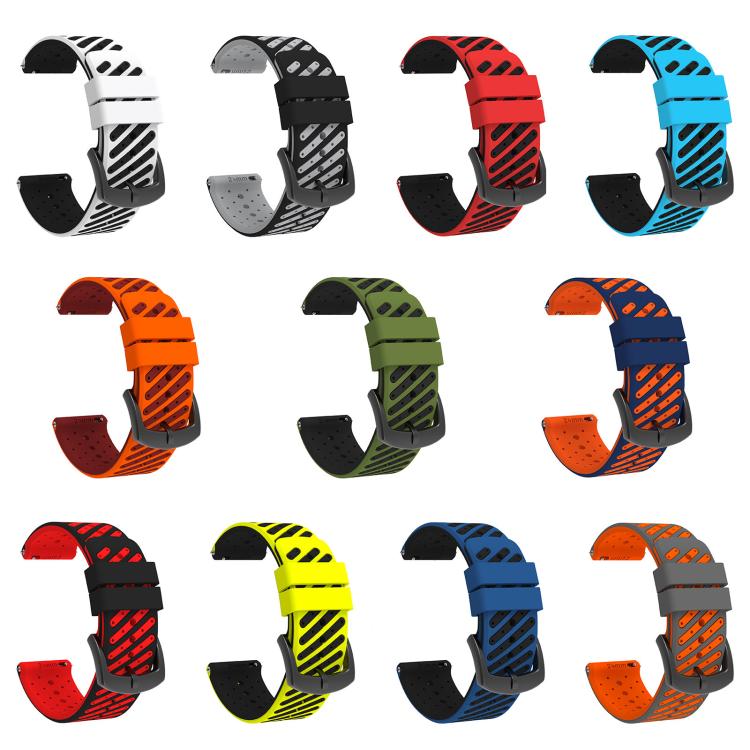Twill Texture Breathable Two Color Silicone Watch Band, 24mm