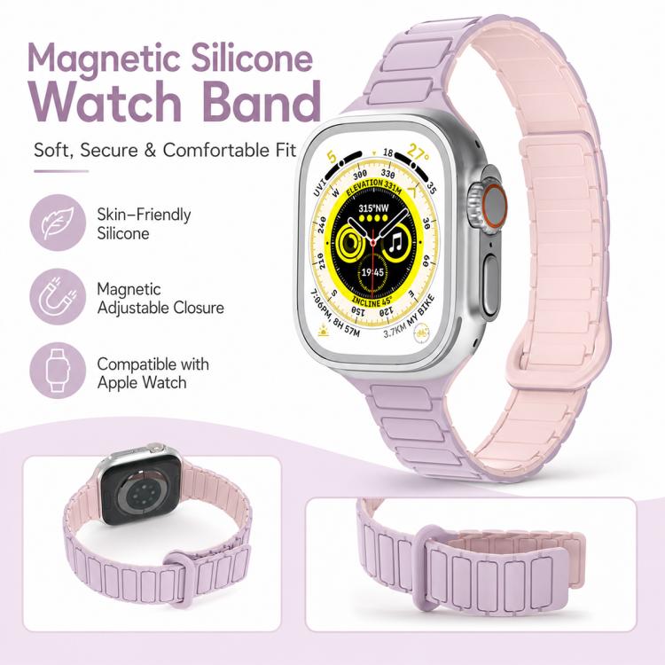 xDfind Three Beads Magnetic Silicone Watch Band, For Apple Watch 42 / 44 / 45 / 46 / 49mm, For Apple Watch 38 / 40 / 41 / S11 42mm