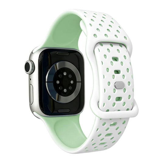 Star-Shaped Dot Pattern Butterfly Clasp Silicone Watch Band, For Apple Watch 46mm / 49mm / 45mm / 44mm, For Apple Watch 42mm / 41mm / 40mm / 38mm