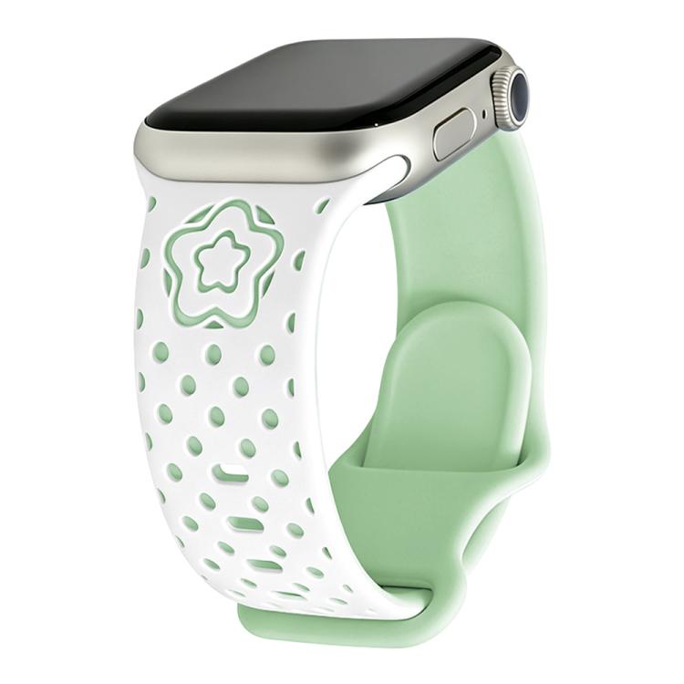 Star-Shaped Dot Pattern Butterfly Clasp Silicone Watch Band, For Apple Watch 46mm / 49mm / 45mm / 44mm, For Apple Watch 42mm / 41mm / 40mm / 38mm