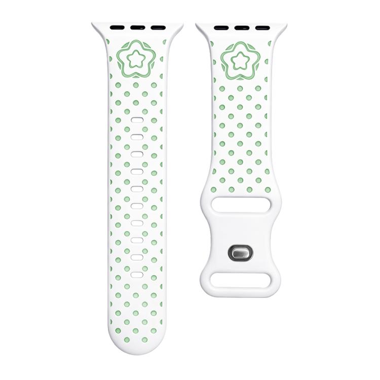 Star-Shaped Dot Pattern Butterfly Clasp Silicone Watch Band, For Apple Watch 46mm / 49mm / 45mm / 44mm, For Apple Watch 42mm / 41mm / 40mm / 38mm