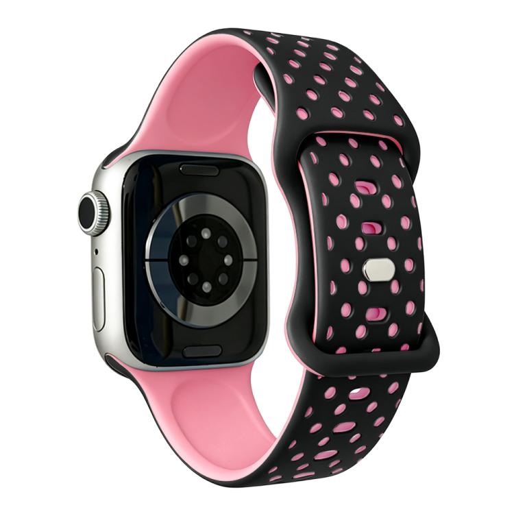 Star-Shaped Dot Pattern Butterfly Clasp Silicone Watch Band, For Apple Watch 46mm / 49mm / 45mm / 44mm, For Apple Watch 42mm / 41mm / 40mm / 38mm