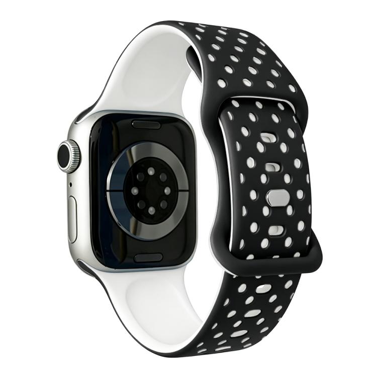 Star-Shaped Dot Pattern Butterfly Clasp Silicone Watch Band, For Apple Watch 46mm / 49mm / 45mm / 44mm, For Apple Watch 42mm / 41mm / 40mm / 38mm