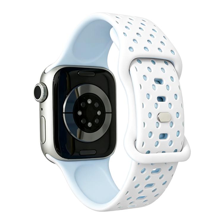 Star-Shaped Dot Pattern Butterfly Clasp Silicone Watch Band, For Apple Watch 46mm / 49mm / 45mm / 44mm, For Apple Watch 42mm / 41mm / 40mm / 38mm