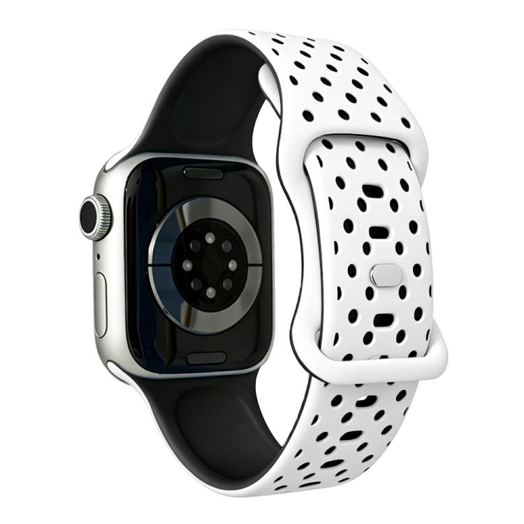 Star-Shaped Dot Pattern Butterfly Clasp Silicone Watch Band, For Apple Watch 46mm / 49mm / 45mm / 44mm, For Apple Watch 42mm / 41mm / 40mm / 38mm