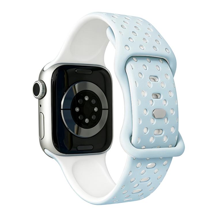 Star-Shaped Dot Pattern Butterfly Clasp Silicone Watch Band, For Apple Watch 46mm / 49mm / 45mm / 44mm, For Apple Watch 42mm / 41mm / 40mm / 38mm