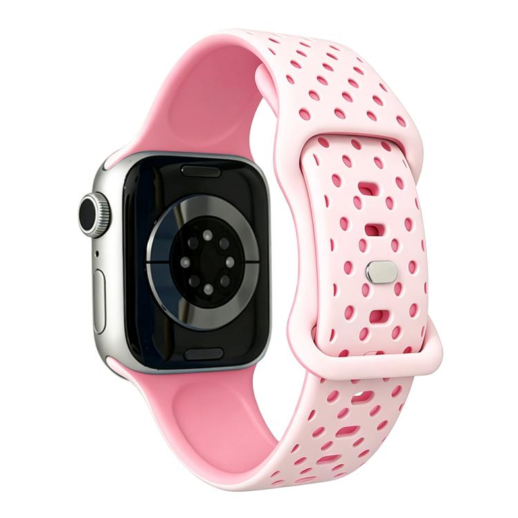 Star-Shaped Dot Pattern Butterfly Clasp Silicone Watch Band, For Apple Watch 46mm / 49mm / 45mm / 44mm, For Apple Watch 42mm / 41mm / 40mm / 38mm