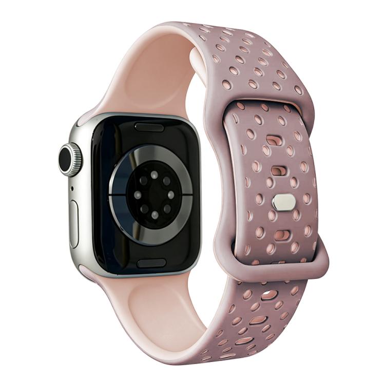 Star-Shaped Dot Pattern Butterfly Clasp Silicone Watch Band, For Apple Watch 46mm / 49mm / 45mm / 44mm, For Apple Watch 42mm / 41mm / 40mm / 38mm
