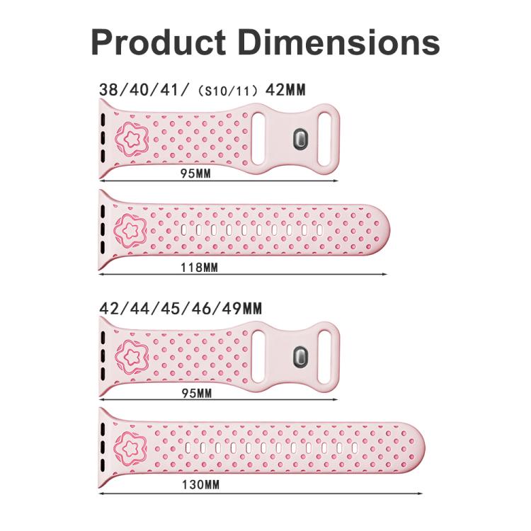 Star-Shaped Dot Pattern Butterfly Clasp Silicone Watch Band, For Apple Watch 46mm / 49mm / 45mm / 44mm, For Apple Watch 42mm / 41mm / 40mm / 38mm