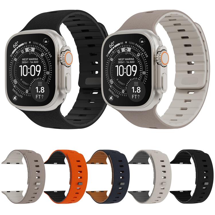 Sunray Textured Nail Clasp Magnetic Silicone Watch Band, For Apple Watch 46mm / 49mm / 45mm / 44mm, For Apple Watch 42mm / 41mm / 40mm / 38mm