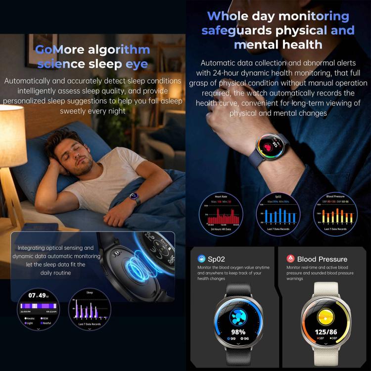 M301 Smart Watch, 1.32 inch AMOLED Screen, Heart Rate, Blood Oxygen, Blood Pressure, Women Health, Voice Assistant