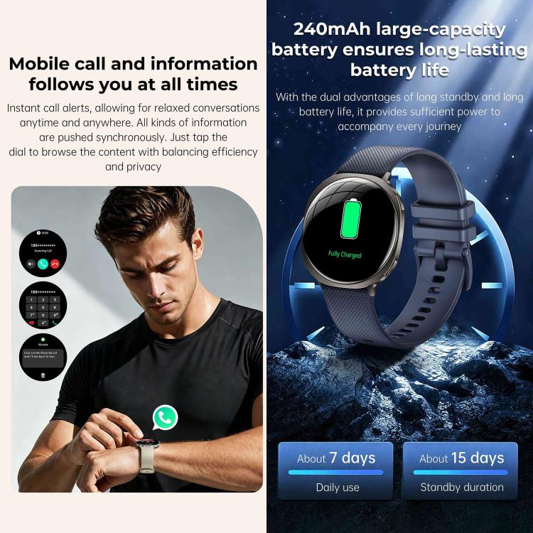 M301 Smart Watch, 1.32 inch AMOLED Screen, Heart Rate, Blood Oxygen, Blood Pressure, Women Health, Voice Assistant