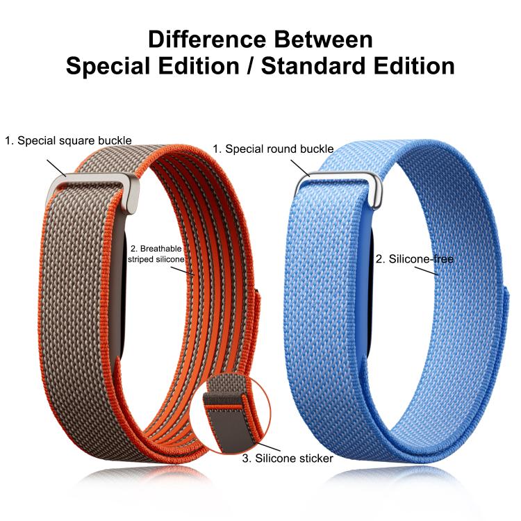 Nylon Braided Hook and Loop Fastener Watch Band, For Google Fitbit Air