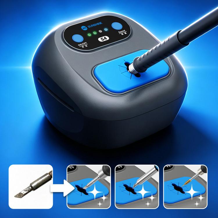 SUNSHINE S4 Adjustable Speed Automatic Soldering Iron Tip Cleaner, US Plug