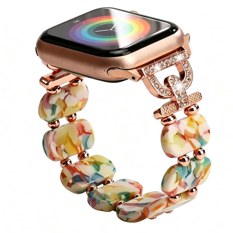 D-Shaped Rhinestone Chain Resin Watch Band, For Apple Watch 46mm / 49mm / 45mm / 44mm, For Apple Watch 42mm / 41mm / 40mm / 38mm