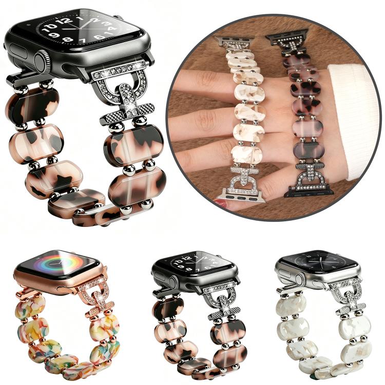 D-Shaped Rhinestone Chain Resin Watch Band, For Apple Watch 46mm / 49mm / 45mm / 44mm, For Apple Watch 42mm / 41mm / 40mm / 38mm