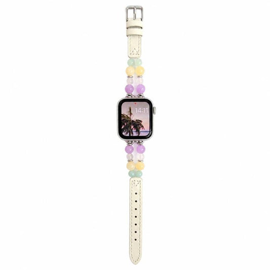 Rainbow Candy Beaded Hybrid Vegan Leather Watch Band, For Apple Watch 46mm / 49mm / 45mm / 44mm, For Apple Watch 42mm / 41mm / 40mm / 38mm