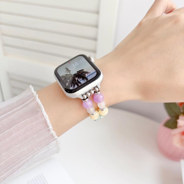 Rainbow Candy Beaded Hybrid Vegan Leather Watch Band, For Apple Watch 46mm / 49mm / 45mm / 44mm, For Apple Watch 42mm / 41mm / 40mm / 38mm