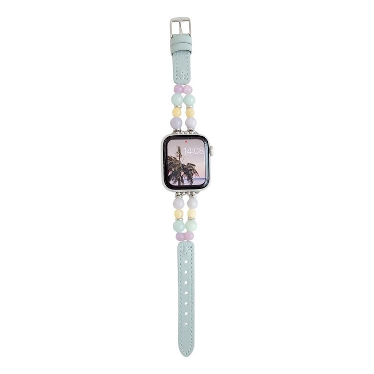 Rainbow Candy Beaded Hybrid Vegan Leather Watch Band, For Apple Watch 46mm / 49mm / 45mm / 44mm, For Apple Watch 42mm / 41mm / 40mm / 38mm
