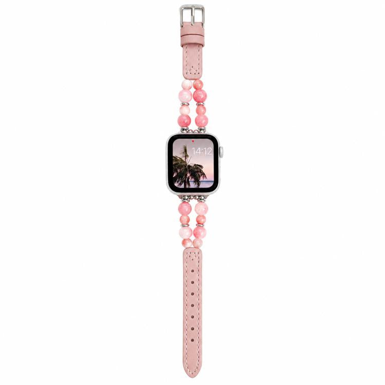 Rainbow Candy Beaded Hybrid Vegan Leather Watch Band, For Apple Watch 46mm / 49mm / 45mm / 44mm, For Apple Watch 42mm / 41mm / 40mm / 38mm