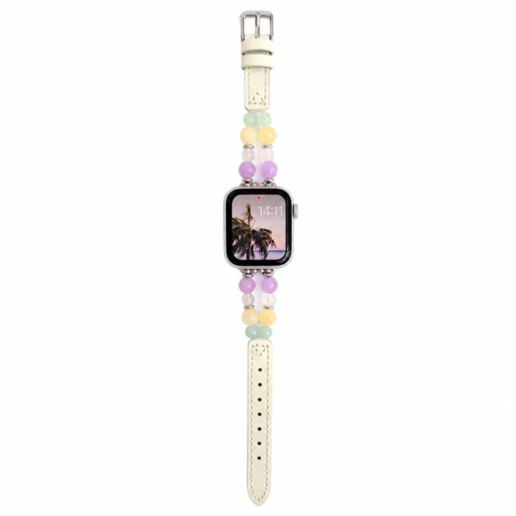 Rainbow Candy Beaded Hybrid Vegan Leather Watch Band, For Apple Watch 46mm / 49mm / 45mm / 44mm, For Apple Watch 42mm / 41mm / 40mm / 38mm
