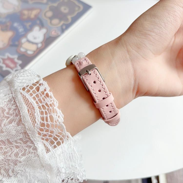 Cute Cat Jade Beads Hybrid Vegan Leather Watch Band, For Apple Watch 46mm / 49mm / 45mm / 44mm, For Apple Watch 42mm / 41mm / 40mm / 38mm