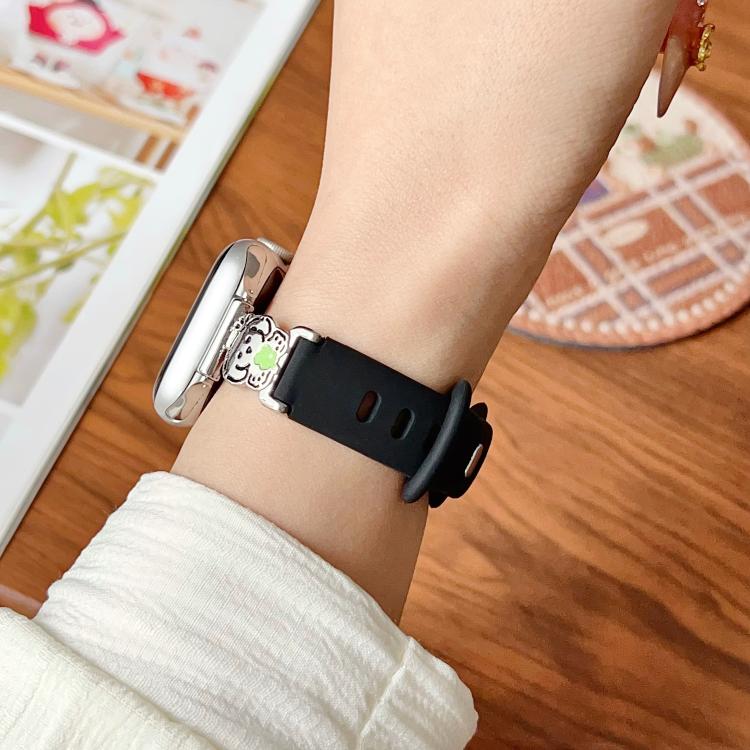 Metal Cartoon Hybrid Black Silicone Watch Band, For Apple Watch 46mm / 49mm / 45mm / 44mm, For Apple Watch 42mm / 41mm / 40mm / 38mm