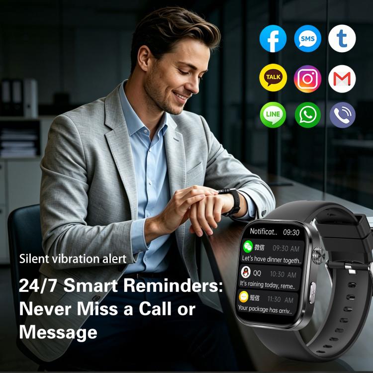 GE53 Smart Watch, 1.92 inch Screen, BT Call, ECG, ECG Heart Rate, Blood Oxygen, Blood Pressure
