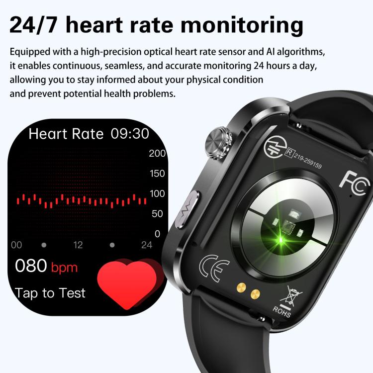 GE53 Smart Watch, 1.92 inch Screen, BT Call, ECG, ECG Heart Rate, Blood Oxygen, Blood Pressure