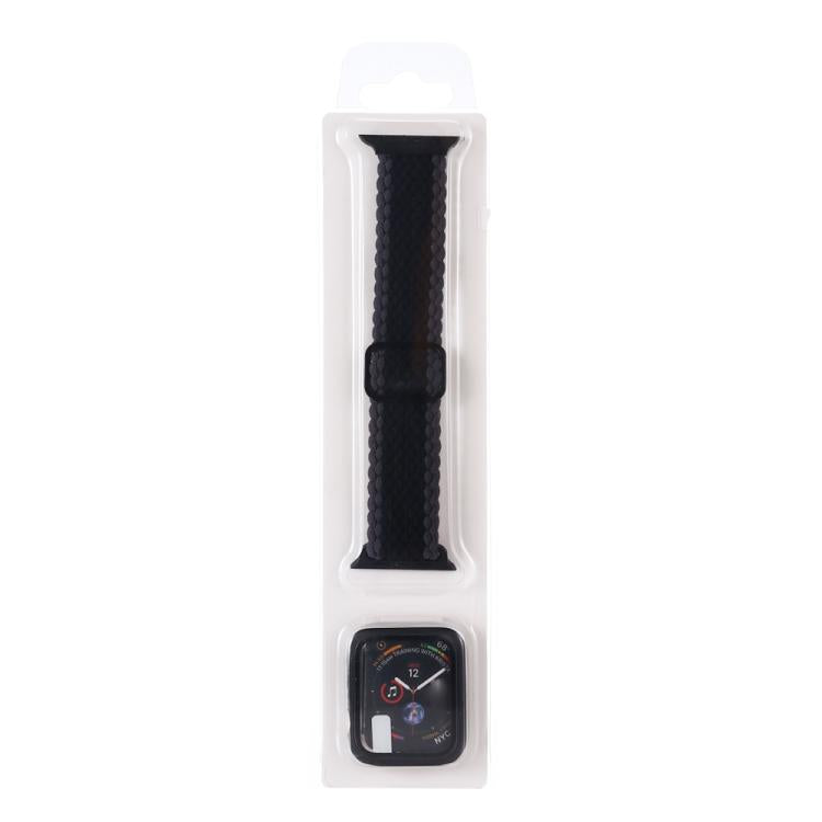 Adjustable Striped Woven Nylon Watch Band + Watch Case Set, For Apple Watch Series 9 / 8 / 7 45mm, For Apple Watch Series 9 / 8 / 7 41mm