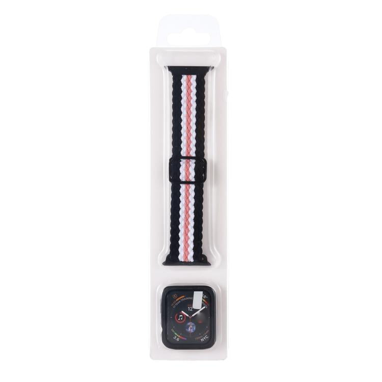 Adjustable Striped Woven Nylon Watch Band + Watch Case Set, For Apple Watch Series 9 / 8 / 7 45mm, For Apple Watch Series 9 / 8 / 7 41mm