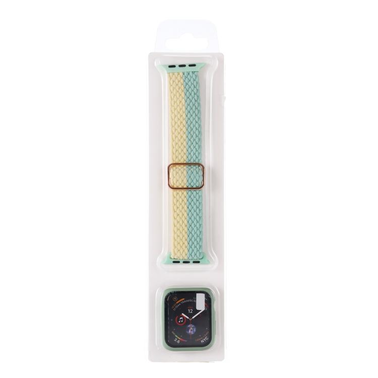 Adjustable Striped Woven Nylon Watch Band + Watch Case Set, For Apple Watch Series 9 / 8 / 7 45mm, For Apple Watch Series 9 / 8 / 7 41mm