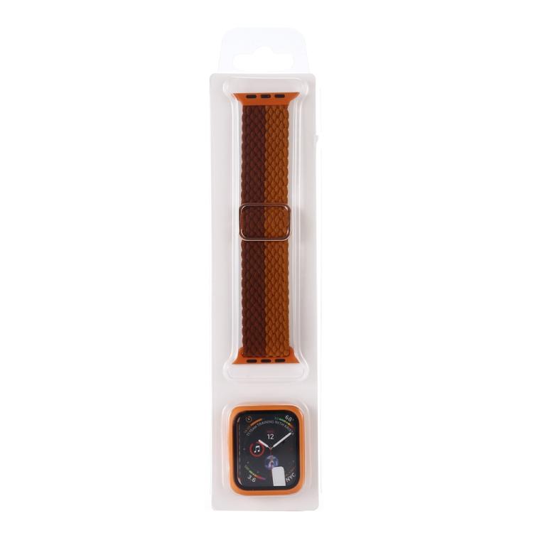 Adjustable Striped Woven Nylon Watch Band + Watch Case Set, For Apple Watch Series 9 / 8 / 7 45mm, For Apple Watch Series 9 / 8 / 7 41mm