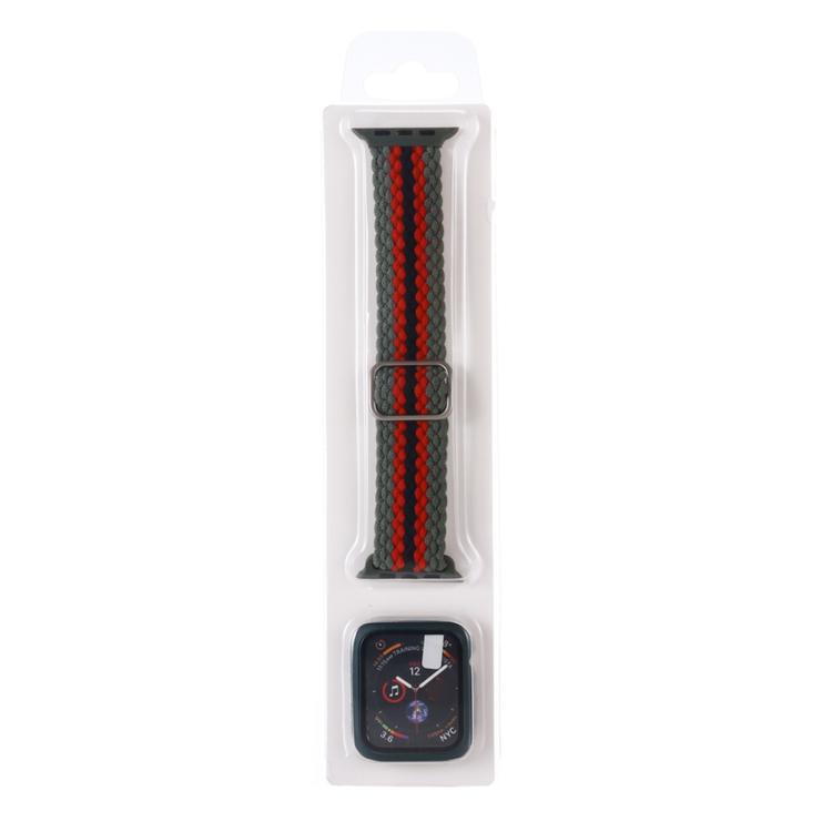 Adjustable Striped Woven Nylon Watch Band + Watch Case Set, For Apple Watch Series 9 / 8 / 7 45mm, For Apple Watch Series 9 / 8 / 7 41mm