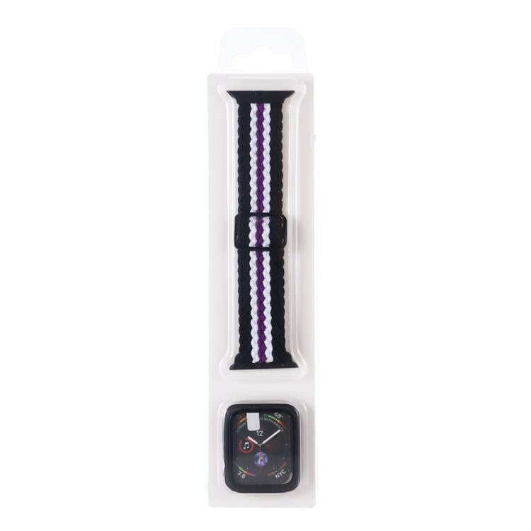 Adjustable Striped Woven Nylon Watch Band + Watch Case Set, For Apple Watch Series 6 / 5 / 4 / SE 44mm, For Apple Watch Series 6 / 5 / 4 / SE 40mm